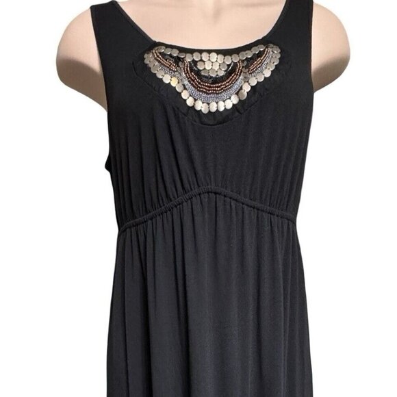 FADED GLORY Embellished Black Knit‎ Maxi Dress Size XXL (20) Sleeveless Summer - Picture 8 of 13